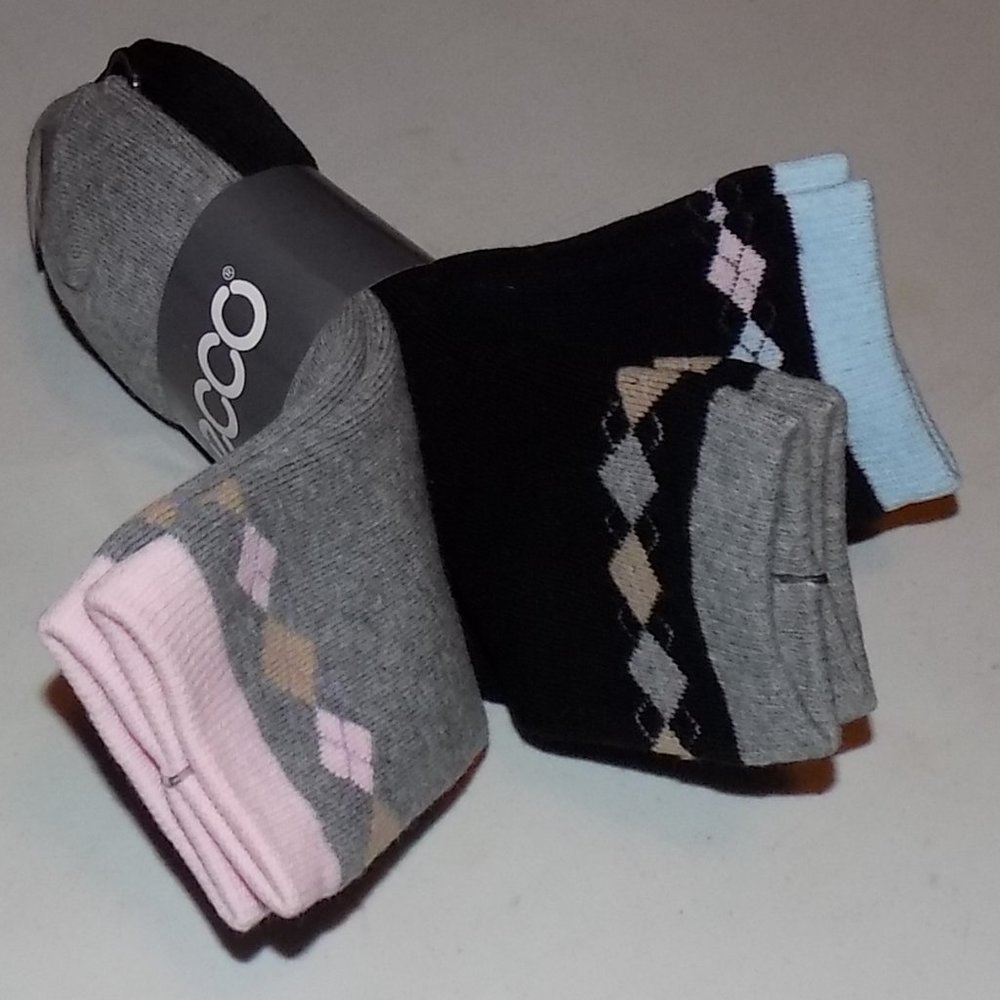 New 3 pack Ecco Smart Argyles socks 80% cotton
